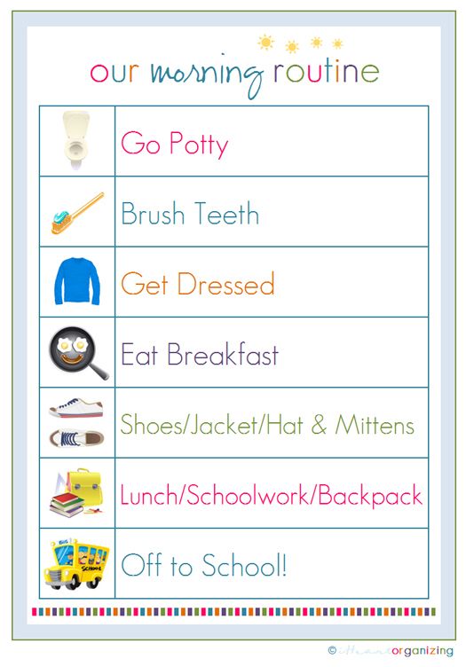 Morning Routine For School Chart